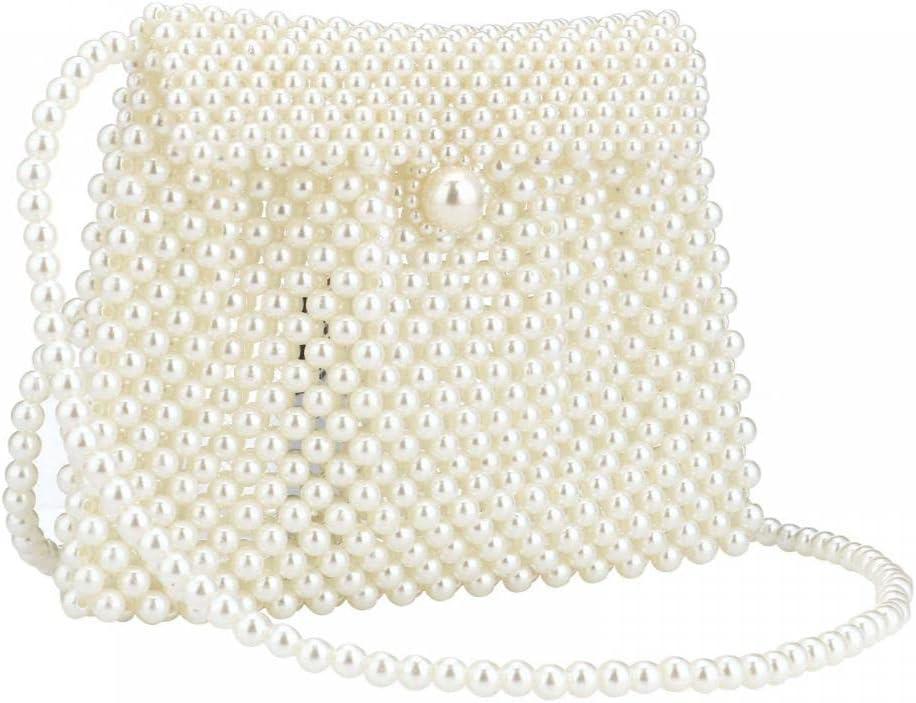 Jessie Women's White Pearl Tote and Clutch Handbag, 7.67 inches x 5.70 inches, Wedding Occasion, Elegant Style, Handmade Pearl Material Jessie Women's White Pearl Tote and Clutch Handbag, 7.67 inches x 5.70 inches, Wedding Occasion, Elegant Style, Handmade Pearl Material