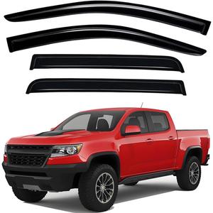 Lightronic Extra Durable Outside-Mount Auto Vent Window Visor, Fits 2015-2022 Chevrolet Colorado & GMC Canyon, Crew Cab Pickup, UV Protection Rain Guard, Original Wind Deflector, Dark Smoke, 4-Pcs