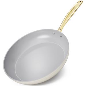 Sanho 12 Inch Nonstick Frying Pan, Diamond-Titanium Ceramic Coating PFAS/PFOA Free, Oven & Dishwasher Safe Skillet, Induction Compatible with Cool Touch PVD Handle