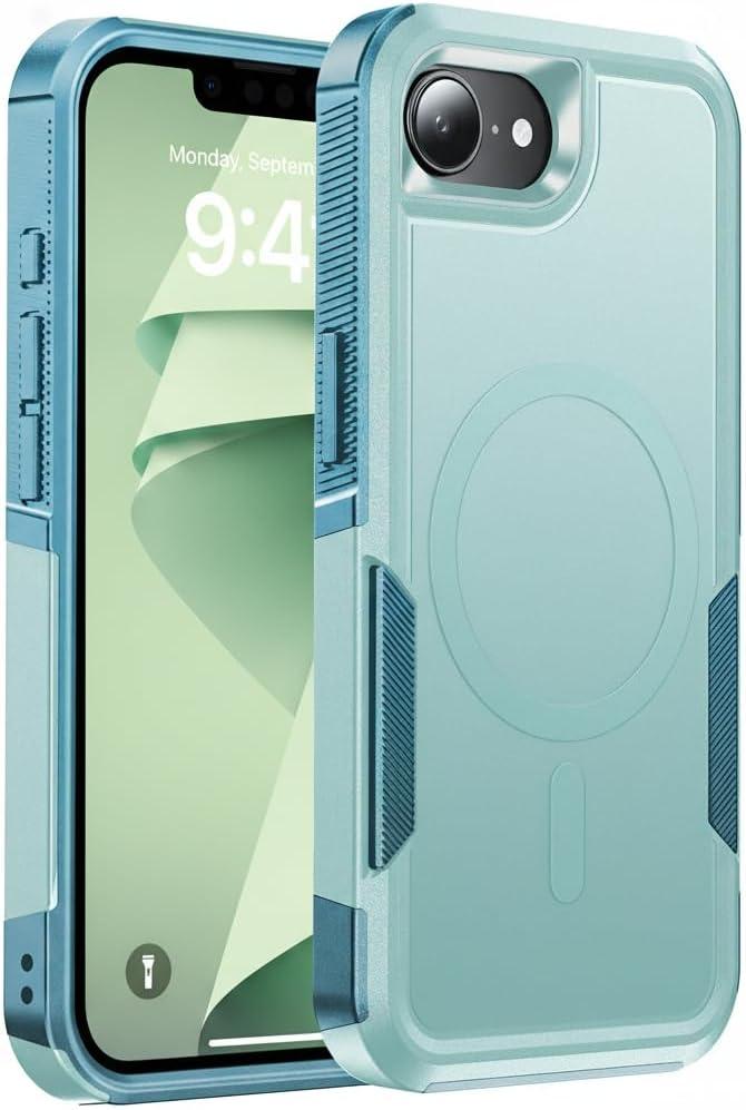 Magnetic for iPhone 17e Case Military-Grade Dual-Layer Shockproof, Rugged Heavy Duty Protective Cover [Compatible with Magsafe] Anti-Fingerprint Anti-Scratch 17e Phone Case 6.1”, Mintgreen
