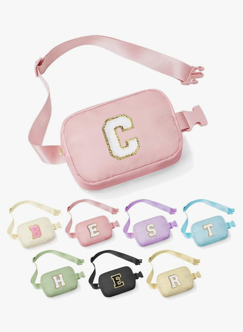 Birthday Gifts for Women - 30th 40th 50th 60th 70th Birthday Gifts for Mom Daughter Her Friend Sister Girlfriend, Personalized Gifts Christmas Gifts, Initial Belt Bag Crossbody Bags, Pink C