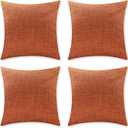 Home Brilliant Set of 4 18x18 Throw Pillow Covers Orange Decorative Pillow Covers for Office Living Room Couch Car Lined Linen Throw Pillow Cases, 18 x 18 Inch, Orange