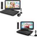 Portable TV/DVD Player Combo with HD Swivel LED Screen and Digital TV ATSC Tuner/HDMI/USB/AV/Audio, Region Free, Built-in Battery, Dual High Volume Stereo Speakers