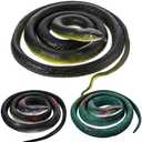 Blulu 3 Pieces Rubber Snakes Realistic Large Lifelike Fake Toys Plastic Garden Snake to Keep Birds Away Scare Squirrels Halloween Prank Props Scare Toy (Classic Style)