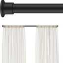 Tension Curtain Rod by EZFurni, 28 to 42 Inch, Adjustable Curtain Rods No Drilling, Heavy Duty tension Rod, Anti-Slip Spring Loaded Curtain Rods for Window, Closet, Door, Black