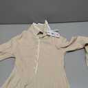 MEROKEETY Women's Long Sleeve V Neck Sweater Dress 2026 Fall Button Knit Pleated Mini Work Dresses (Beige, L)