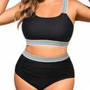 Daci Women Two Piece Plus Size Bikini - High Waisted Swimsuits Tummy Control Bathing Suits Swimwear 2025 18W