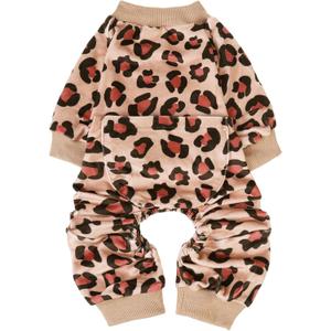 PUPTECK Soft Fleece Dog Pajamas for Dogs, Dog Onesie Puppy Sweaters Clothes Jumpsuit Pjs, Cute Jammies Cat Coat Pet Costume Apparel  Large(CHEST 20", BACK 14")