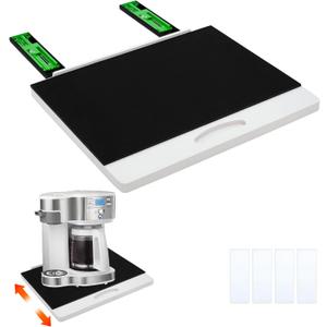 MinBoo Bamboo Appliance Slider,Sliding Tray for Coffee Maker, Kitchen Countertop Appliance Rolling Tray,Slides Easily from Under The Cabinet,Wide -White- Large (16" Wx13 D)