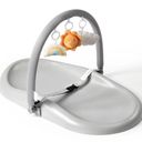 Feisike Baby Changing Pad, Waterproof Wipe-Clean PU Surface, Non-Slip Safety Base & Removable Toy Bar, Ergonomic Diaper Changing Station for Dresser, Nursery, or Travel, Gray