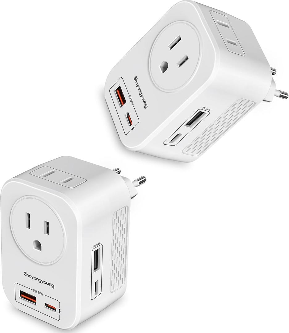 220V to 110V Voltage Converter US to Europe International Universal Travel Adapter