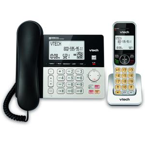 VTech VG208 DECT 6.0 Corded/Cordless Phone with Answering Machine, Call Blocking, Caller ID, Large Backlit Display, Full-Duplex Speakerphone - Silver/Black