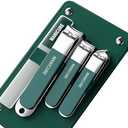 Pack of 3 KACE FISH Nail Clippers Set 5PCS Ladies Stainless Steel Manicure Kit,Fingernails & Toenails Clippers (Green)