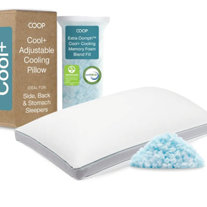 Coop Home Goods Cool+ Adjustable Pillow, Queen Size Plus Shaped Memory Foam Pillows with Cooling Gel, Back, Stomach or Side Sleeper, Neck Support for Sleeping, CertiPUR-US/GREENGUARD Gold