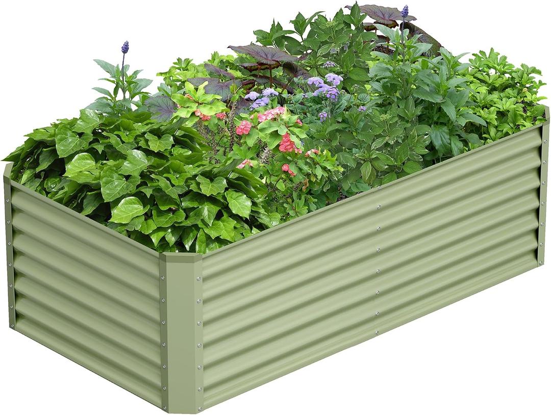 6x3x2FT Galvanized Raised Garden Bed,Galvanized Planter Boxes Outdoor, Large Metal Raised Garden Beds for Vegetables-Green