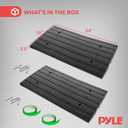 Pyle 2 Ft. Rubber Threshold Curb Ramp Set, Green Reflective Strip for Driveways, Non-Slip Marine Grade Rubber, Pack of 2 Heavy Duty Car Ramps for Trucks, RVs, Forklifts, 24.0x 16.0 x 2.6 Inches