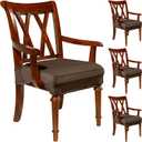 Havawish Large Dining Room Chair Seat Covers with Armrest Dining Chair Slip Covers Protectors(4 Pcs,Coffee)