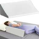 Vekkia Wedge Pillow for Side Sleeping, Ergonomic Back Support Pillow with High-Density Foam for Pregnancy Support, Back Pain, Preventing Bedsores, Surgery Recovery, Removable Cover, White/Gray