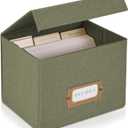 ZICOTO Beautiful Linen Recipe Box - Fits 4x6 inch Recipe Cards to Organize Up to 250 Recipes - Sturdy Card Holder and Great Gift for Any Kitchen - Cards Not Incl. (Sage)