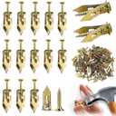 200 Pcs Self Drilling Drywall Anchors with Screws, 100 Sheetrock Anchors (0.47x1.57 Inch) & 100 Zinc Expansion Screws, No Drill Or Holes in Wall, for TV, Shelf Straps, Bike, Cabinets