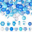 190 Pcs Winter Wood Snowflake Craft Beads 16mm Multi Colored Natural Colorful Round Loose Spacer Beads for Necklace Earring Bracelet Jewelry Making Garland Home Decor (Snowman)