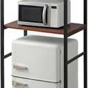 Colingmill 2 Tier Black Tier Mini Fridge Stand with Storage for Dorm Over Mini Fridge Multipurpose Storage Shelf Rack Standing Organizer for College Rooms Kitchen Pantry, Home, and Offices, Coffee, 18.3 inches deep x 23.6 inches wide x 57 inches
