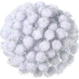 Shappy 1000 Pcs Christmas Pom Poms for Crafts Bulk 0.5 Inch Glitter Fuzzy Craft Pom Poms Arts and Crafts Balls for Hobby Supplies and Craft DIY Material Making Decorations(White)