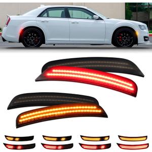 Dynamic Amber Red LED Side Marker Lights For Chrysler 300 2015 2016 2017 2018 2019 2020 2021 2022 2023 Front Rear Bumper Fender Smoked Lens Sidemarker Lamp Accessories