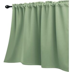 KOUFALL Sage Green Valance Curtains,Boho Kitchen Curtain Valances for Winows Living Room Bathroom,52 Wide x 18 Inch Length