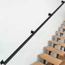 Wall Handrail 10FT, Black Industrial Staircase Railing, Pipe Handrails for Indoor Stairs, Wall Mounted Stair Handrail, Industrial Hand Rail for Steps