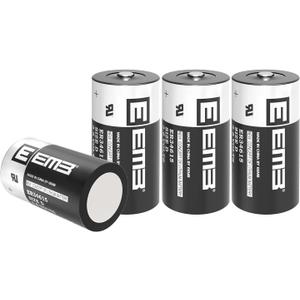 4Pack EEMB 3.6V D Cell Batteries ER34615 D Size Lithium Batteries 19000mAh Li-SOCL Non-Rechargeable Battery LS-33600 XL-205F for CNC & Printing Machine Tool,Meter,Clock 
