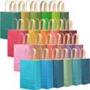 Qiqee 24Pcs Medium Gift Paper Bag with Handles Bulk - 10.6"x8.3"x4.3" Rainbow Party Bags - Mulit Color