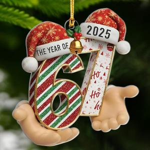 2 x 6 7 New Year Ornaments, 67 New Year Gift, 6-7 Stocking Stuffer for Teens, 6 7 Teen Girls Trendy Stuff, Happy New Year Decoration, 67 Meme Ornaments, 6-7 Gifts for Teen Girls, Boys