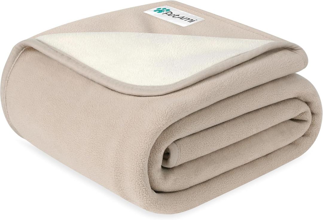 PetAmi Waterproof Pet Blanket Dog Bed Couch Cover for Furniture, Reversible Washable Soft Fleece (X-Large (60x80), Taupe/Beige)
