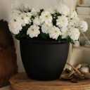 The HC Companies Sevilla Flower Planters - Outdoor & Indoor Planter - Round Self Watering Plant Pots for Herbs & More (9, Black, Pack of 1)