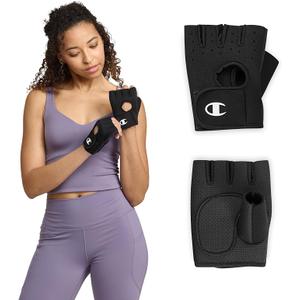 Champion Fingerless Gloves for Women Workout Gloves with Padded Palm & Wrist Support, Breathable Mesh Fabric, Small-Medium