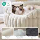 Bedsure ComfyFleece Medium Dog Bed, Washable Cute Pet Bed, Super Soft Corduroy Round Cat Bed with Anti-Slip Bottom, 26''x26''x9'', Cream