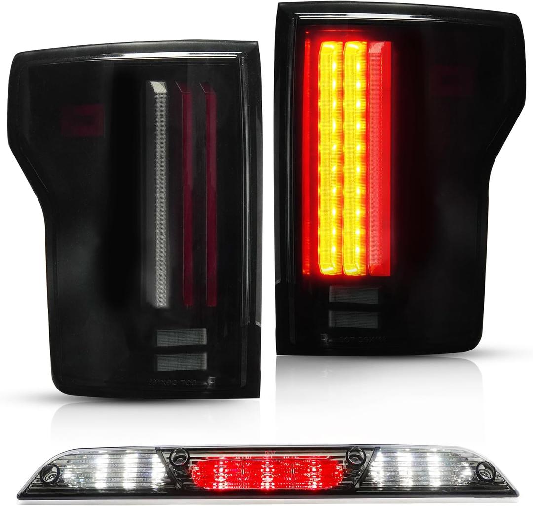 LED Third 3rd High Mount Brake Light + Tail Lights for 2015-2020 F150, Fit Incandescent Tail Light Models [NOT Compatible with Factory LED & Blindspot Information System (BLIS) Tail Light Models]
