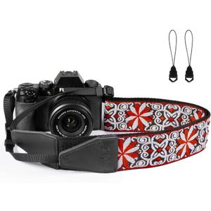 Camera Strap, Jacquard Weave 2" Shoulder Neck Straps for All DSLR Cameras Men Women Photographers (Jacquard Orange White)