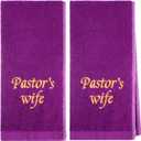 Buryeah 2 Pcs Pastor Towels Man of God Towel for Father's Gift (Purple)