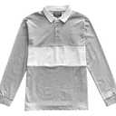 Kings Of NY Classic Mens Long Sleeve Sports Polo Rugby Shirt (Small,Gray)