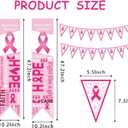 Breast Cancer Awareness Decorations,Include Pink Ribbon Hanging Swirls,Breast Cancer Awareness Pennant Banner and Porch Sign for Breast Cancer Public Charity Activity Party Decor Supplise.