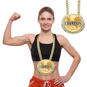 Kenning Champion Chain Award, 6 Gold Sports MVP Turnover Chain Champ Chains Necklace Fantasy Champ Award for Baseball Basketball Football Soccer Softball Volleyball Sports Winner Gifts