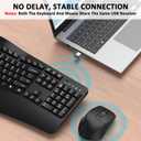 Wireless Keyboard and Mouse Combo, EDJO 2.4G Full Size Wave Keys Ergonomic Keyboard with Wrist Rest and 3-Level DPI Adjustable Wireless Ergonomic Mouse for Windows, Mac OS Desktop/Laptop/PC(Black)