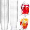 Eaasty 100 Sets Dessert Cups with Lids and Spoons Plastic Yogurt Parfait Appetizer Shooter Cups Round and Square Mini Containers for Pudding, Fruit and Ice Cream(5 oz)
