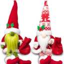 BWFY 2PCS Christmas Gnomes Decorations for Home Holiday Party Gifts Elf Santa Gnome Ornaments Tiered Tray Decor