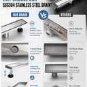18 Inch Matte Black Linear Shower Drain, CUPC Certified 2-in-1 Tile Insert Cover, 304 Stainless Steel Trench Drain for Curbless Showers, Includes Hair Catcher & Adjustable Feet