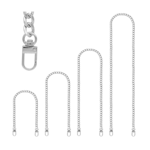 RAPUDA 4 Pieces Different Sizes Iron Replacement Flat Chains Iron, Metal Chain Strap for DIY Purse Handbag Shoulder Crossbody Bag Clutch (15.4 Inch, 23.6 Inch, 31. 4 Inch, 47.2 Inch) Silver