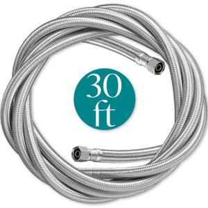 Refrigerator Water Line for Ice Maker Braided - 30' Pex Water Supply Lines Hose for Fridge Outlet Box with 1/4 Comp Fitting
