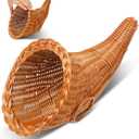 Dandat 1 Pcs Thanksgiving Cornucopia Basket 13.78 Inch Thanksgiving Horn of Plenty Fall Table Decoration Harvest Cornucopia for Autumn Table Centerpieces Fall Party Decorations